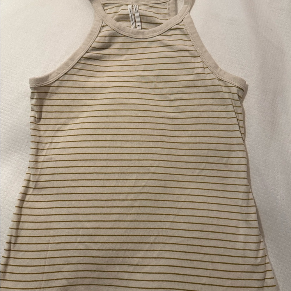 Anthropologie Cream and Gold Striped Tank